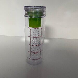 Clear Fruit Infuser Water Bottle Time Markings 24 oz